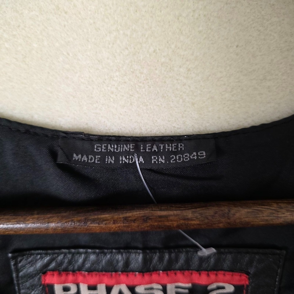 Vintage Phase 2 Leather Vest Men's L Large Black Motorcycle Waistcoat Pockets - Picture 13 of 13